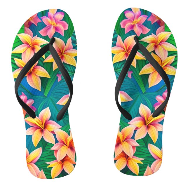 Muster der hawaiianischen tropischen Blume Flip Flops (Fußbett)