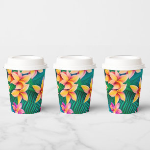 Muster der hawaiianischen tropischen Blume Pappbecher
