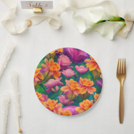 Muster der hawaiianischen tropischen Blume Pappteller