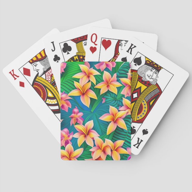Muster der hawaiianischen tropischen Blume Spielkarten (Rückseite)