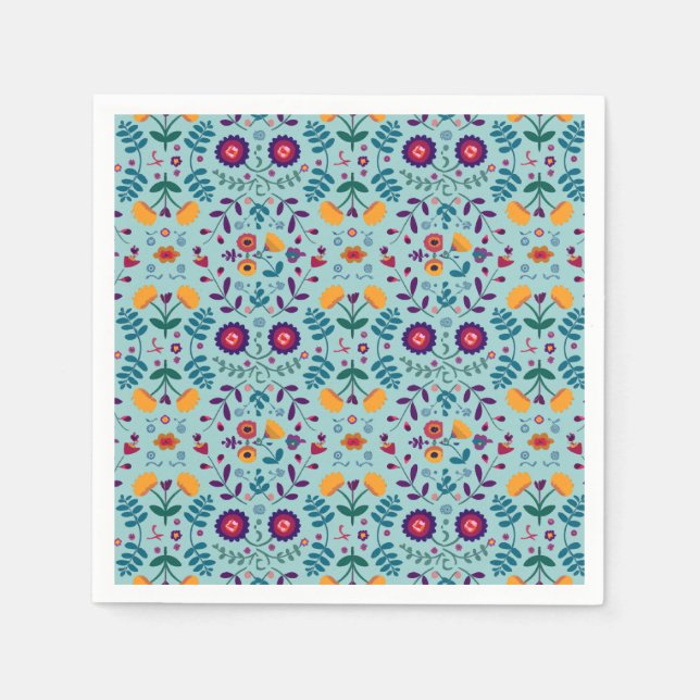 Muster der hübschen Folkkunst-Blume Serviette (Vorderseite)
