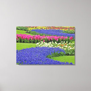 Muster der Hyazinthen- und Tulpe-Blumen in Leinwanddruck