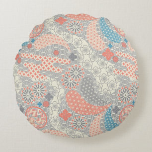 Muster der japanischen Art. Illustration Rundes Kissen