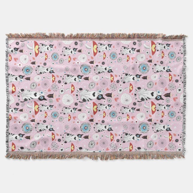 Muster der Katzen und der Blumen Decke (Vorderseite)