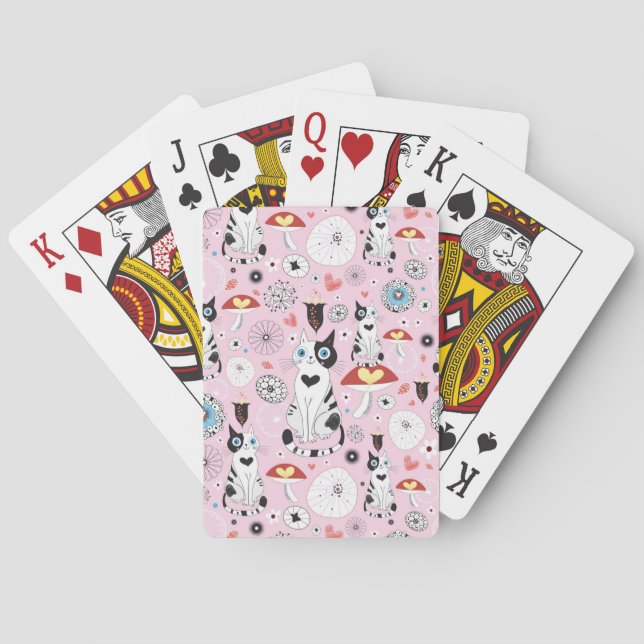 Muster der Katzen und der Blumen Spielkarten (Rückseite)