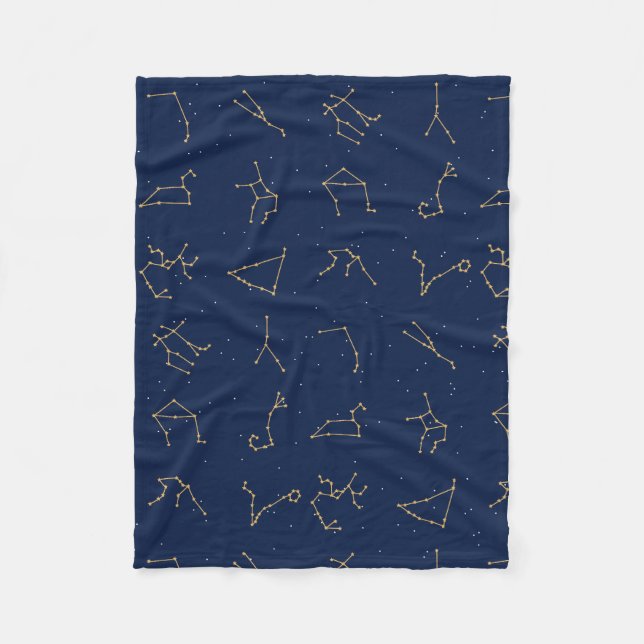 Muster der Konstellationen für Gold und Navy Fleecedecke (Vorderseite)