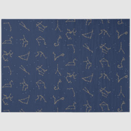 Muster der Konstellationen für Gold und Navy Seidenpapier