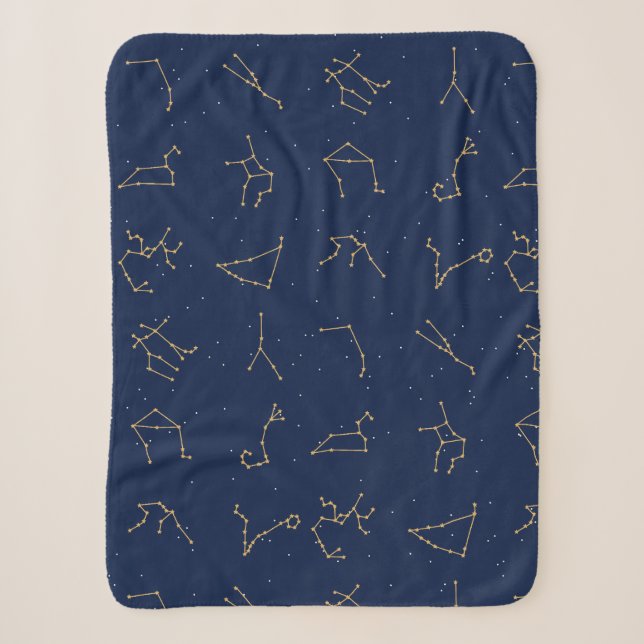 Muster der Konstellationen für Gold und Navy Sherpadecke (Vorderseite)