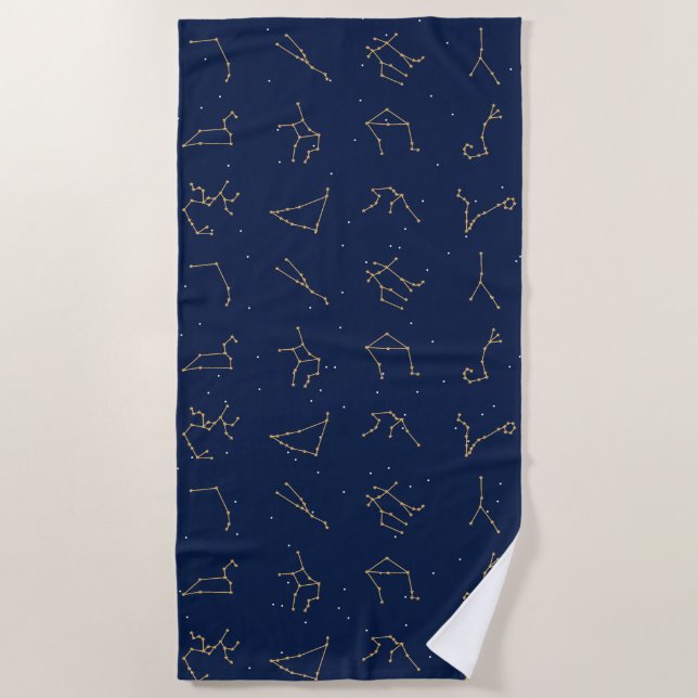 Muster der Konstellationen für Gold und Navy Strandtuch (Vorderseite)