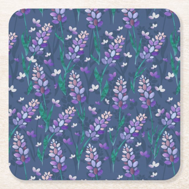 Muster der Lavendelfelder im Lila Rechteckiger Pappuntersetzer (Vorderseite)
