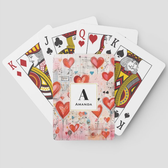 Muster der Liebe für rote Herzen Spielkarten (Rückseite)