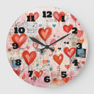 Muster der Liebe Große Wanduhr