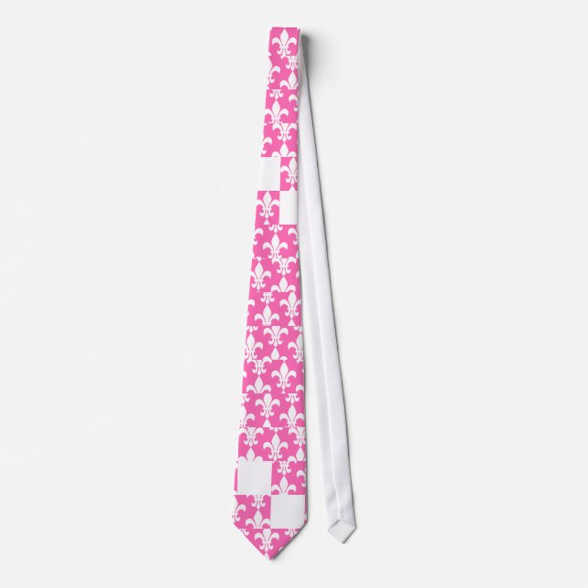 Muster der Lilie in Weiß und Heiß Rosa Krawatte (Vorderseite)