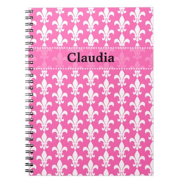 Muster der Lilie in Weiß und Heiß Rosa Notizblock (Vorderseite)