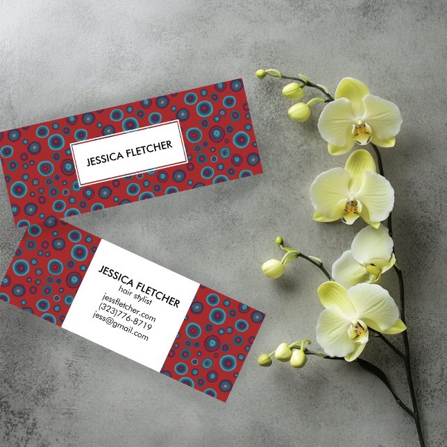 Muster der Minimalistischen Coolen Kreisläufe der  Mini Visitenkarte (Red BLue Bubbles Minimalist Cool Circles Pattern Mini Business Card
)