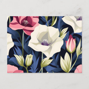 Muster der modernen geometrischen Blume Lisianthus Postkarte
