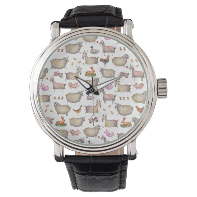 Muster der niedlichen Aquarellfarm Armbanduhr (Vorderseite)