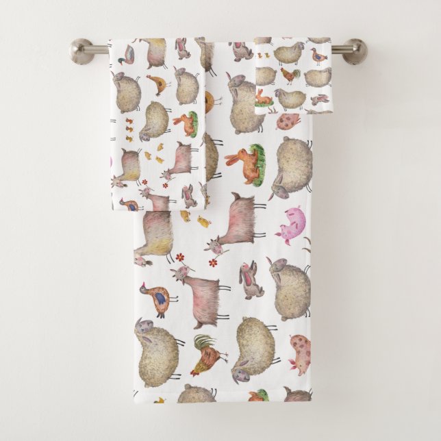 Muster der niedlichen Aquarellfarm Badhandtuch Set (Insitu)