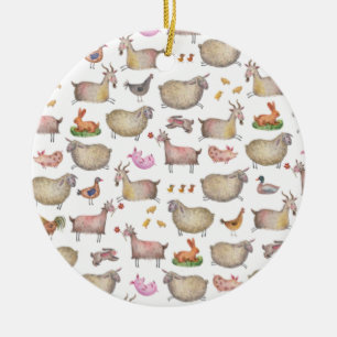 Muster der niedlichen Aquarellfarm Keramik Ornament