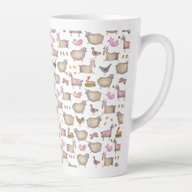Muster der niedlichen Aquarellfarm Milchtasse (Rechts)