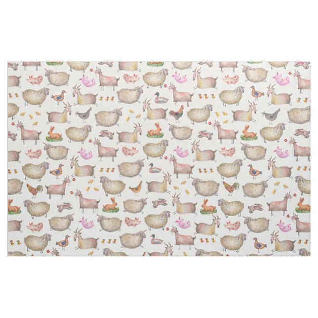 Muster der niedlichen Aquarellfarm Stoff (Yard (91,4 cm))