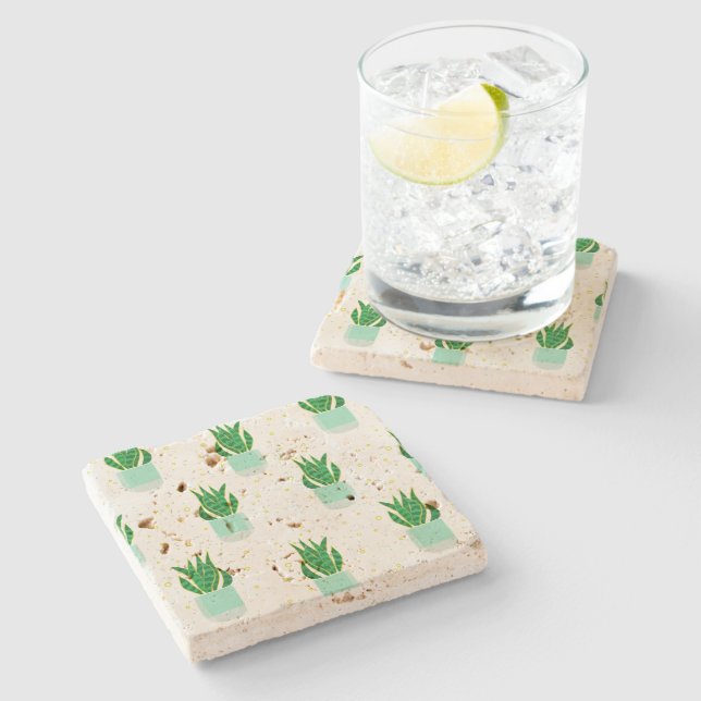 Muster der niedlichen Schlange-Pflanze Steinuntersetzer (Seitenansicht)