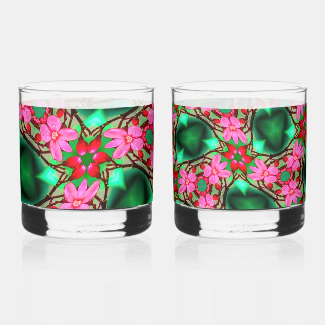 Muster der niedlichen Wüste-Rose Whiskyglas (Links)