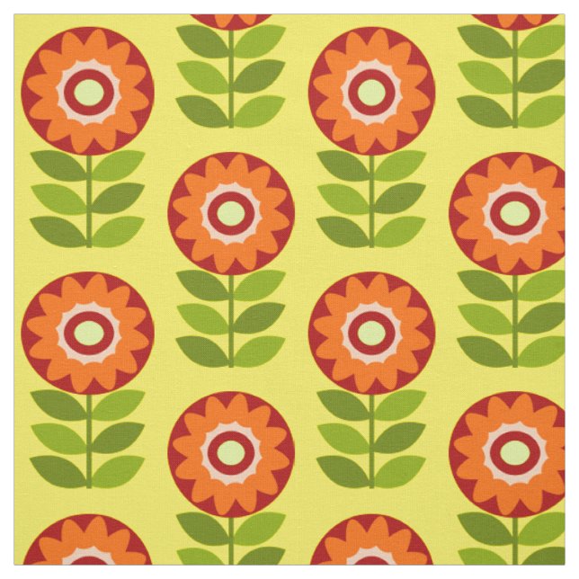 Muster der orangen, grünen und gelben Retro-Blume Stoff (Muster)