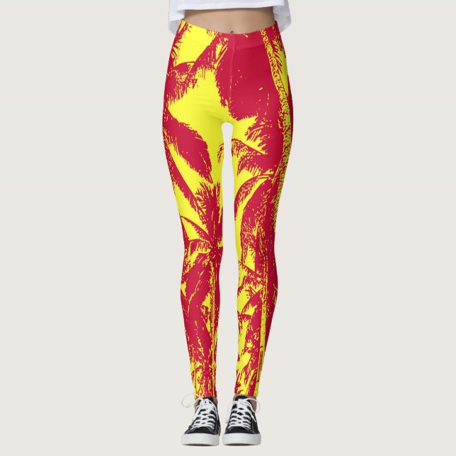 Muster der Palm Tree-Blätter Leggings (Vorderseite)