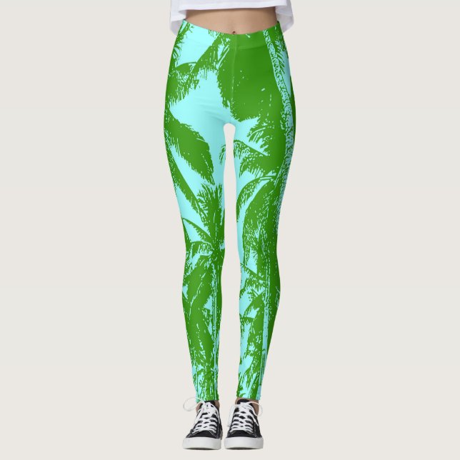 Muster der Palm Tree-Blätter Leggings (Vorderseite)