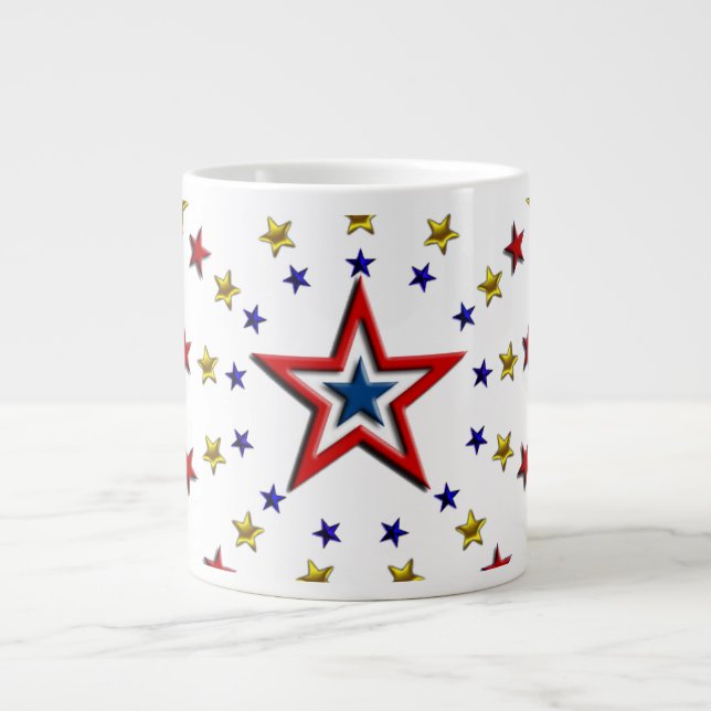 Muster der Patriotischen Sterne Jumbo-Tasse (Vorderseite)