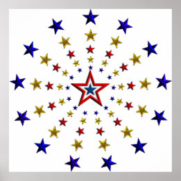 Muster der Patriotischen Sterne Poster