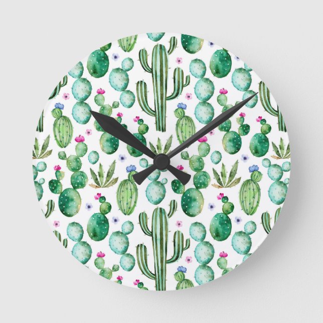 Muster der Pflanze für Aquarellfarben Runde Wanduhr (Vorderseite)