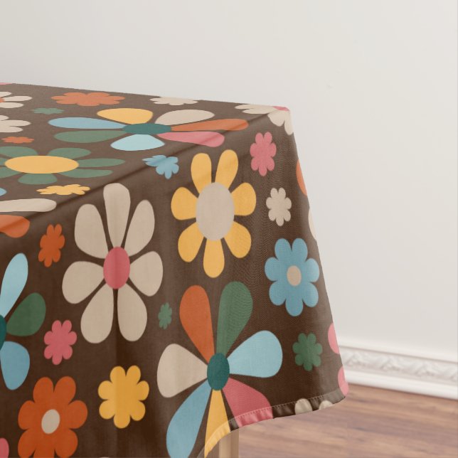 Muster der Retro-Blume der 70er Jahre Tischdecke (Beispiel)