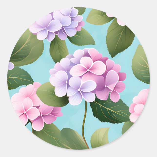 Muster der Retro Hydrangea-Blume Runder Aufkleber (Vorderseite)