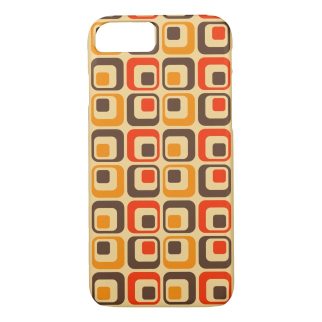 Muster der Retro-Quadrate - rot, braun und orange Case-Mate iPhone Hülle (Rückseite)