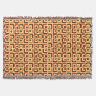 Muster der Retro-Quadrate - rot, braun und orange Decke