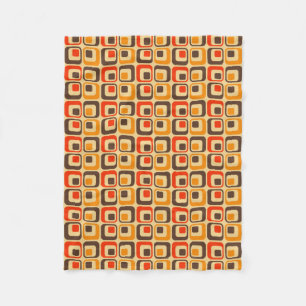 Muster der Retro-Quadrate - rot, braun und orange Fleecedecke