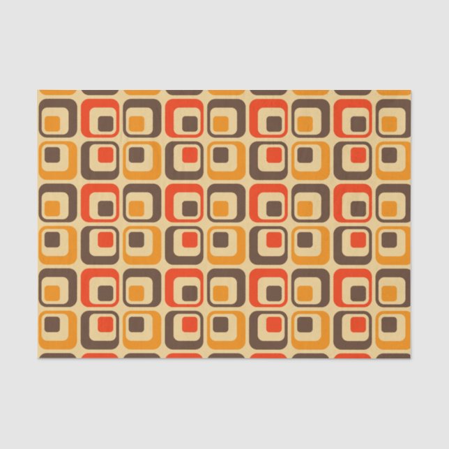 Muster der Retro-Quadrate - rot, braun und orange Seidenpapier (Vorderseite)