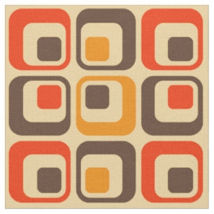 Muster der Retro-Quadrate - rot, braun und orange Stoff