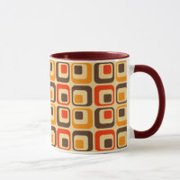 Muster der Retro-Quadrate - rot, braun und orange