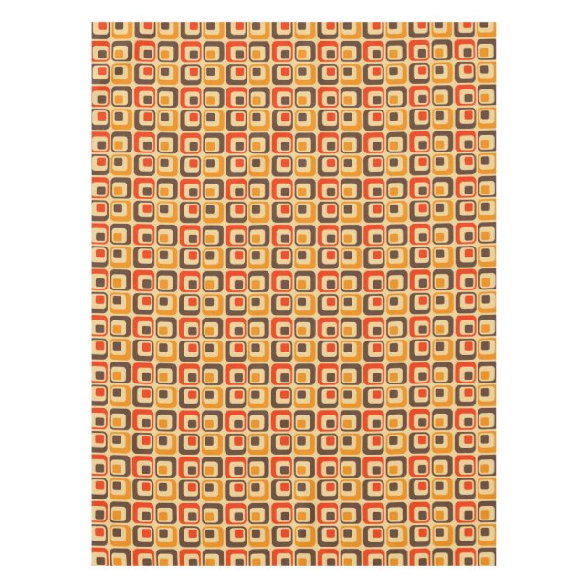 Muster der Retro-Quadrate - rot, braun und orange Tischdecke (Vorderseite)