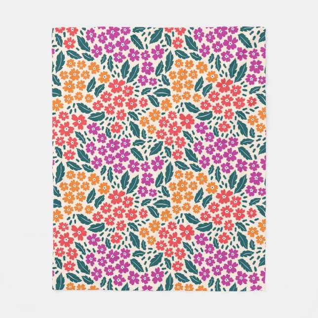 Muster der rosa, orangen und roten Blume Fleecedecke (Vorderseite)