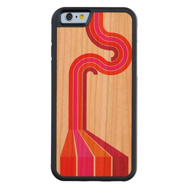 Muster der rosa Streifen Carved Wood iPhone Hülle (Rückseite)