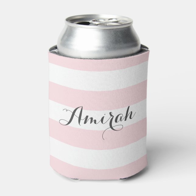 Muster der rosa Streifen | Personalisierte Dosenkü Dosenkühler (Kanne Vorderseite)