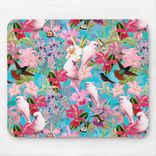 Muster der rosa Tropenvogel und der orchitischen B Mousepad (Vorne)