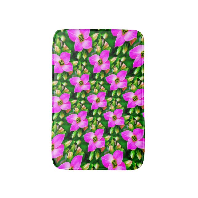 Muster der rosa tropischen Blume Badematte (Vorderseite Vertikal)
