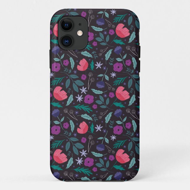 Muster der rosa und Lila Blütendarstellung Case-Mate iPhone Hülle (Rückseite)