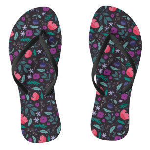 Muster der rosa und Lila Blütendarstellung Flip Flops