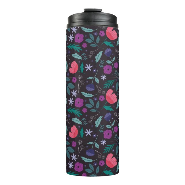 Muster der rosa und Lila Blütendarstellung Thermosbecher (Vorderseite)